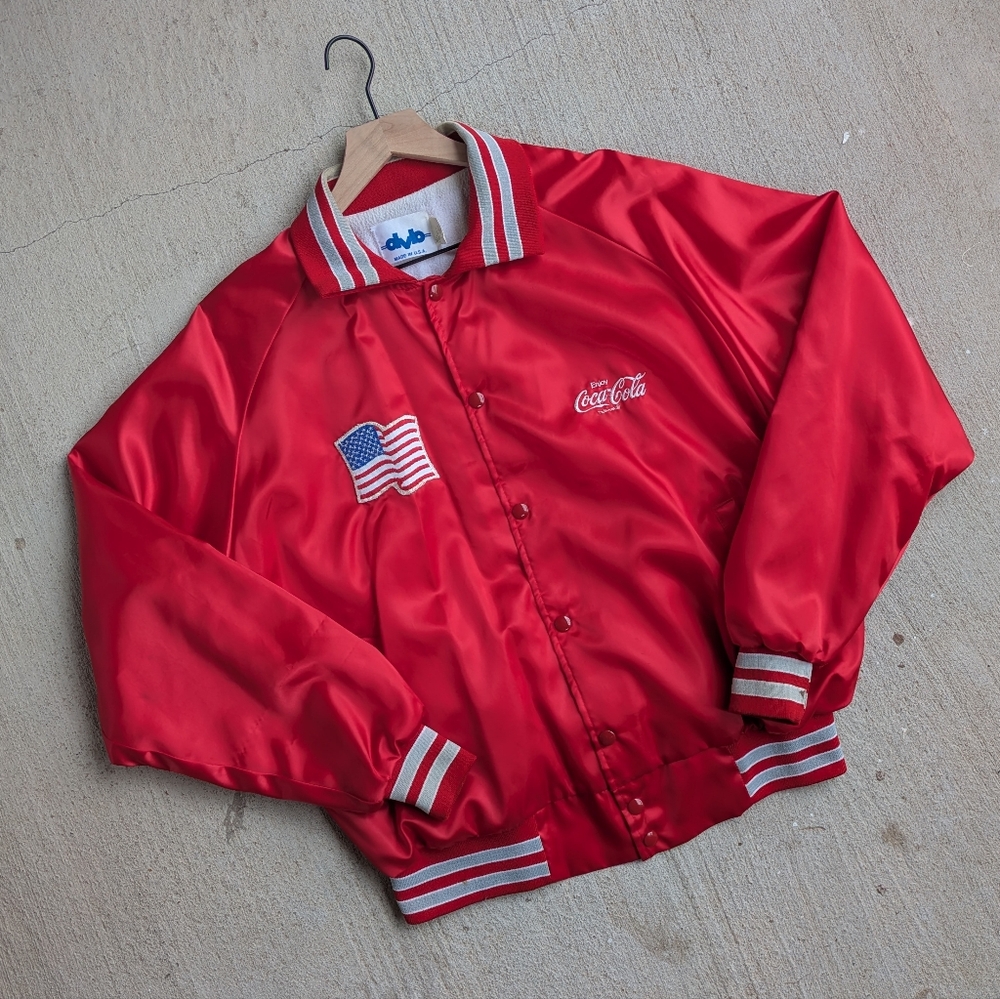 Vintage 80s Coca-Cola Red Satin Trucker Jacket